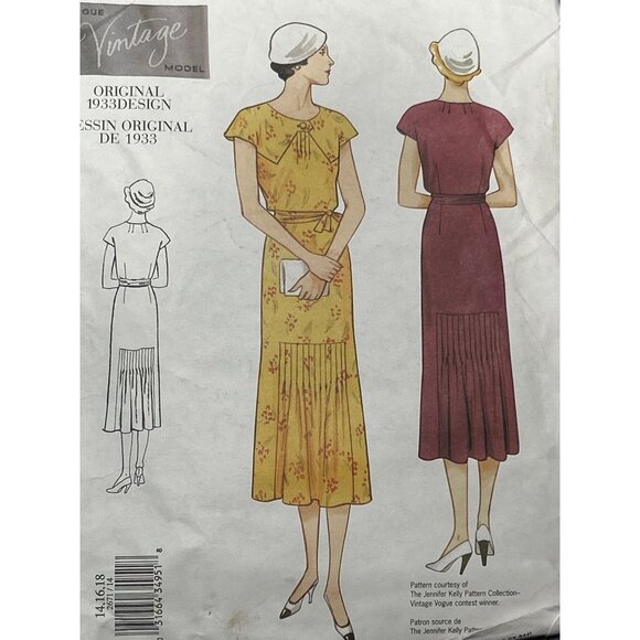 Vogue Vintage Pattern 2671 Original 1933 Design Sewing Pattern Misses Dress Size - Picture 2 of 5